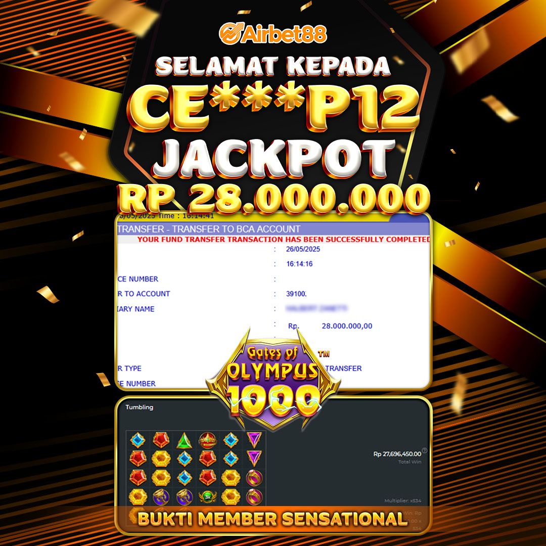AIRBET88 BUKTI JACKPOT GATES OF OLYMPUS 1000 Rp 28.000.000 ,-  LUNAS!