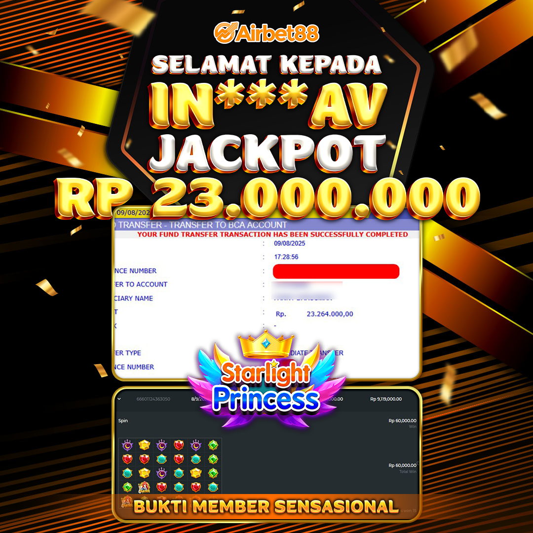 AIRBET88 BUKTI JACKPOT STARLIGHT PRINCESS Rp 23.000.000 ,-  LUNAS!