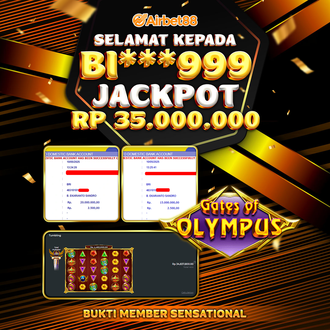 AIRBET88 BUKTI JACKPOT GATES OF OLYMPUS 1000 Rp 35.000.000 ,-  LUNAS!
