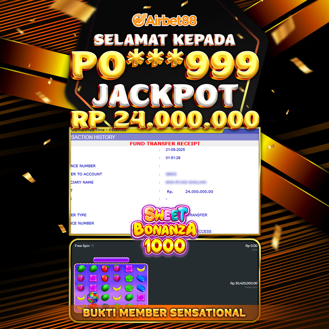 AIRBET88 BUKTI JACKPOT SWEET BONANZA 1000 Rp 24.000.000 ,-  LUNAS!