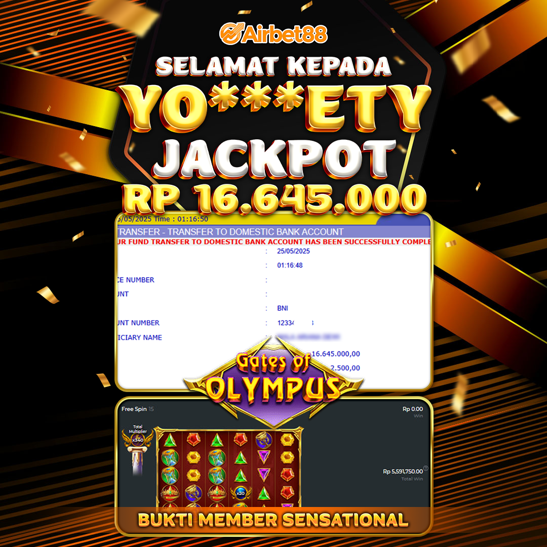 AIRBET88 BUKTI JACKPOT GATES OF OLYMPUS Rp 16.645.000 ,-  LUNAS!