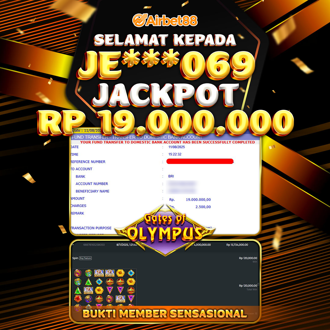 AIRBET88 BUKTI JACKPOT Gates of Olympus   Rp 19.000.000 ,-  LUNAS!