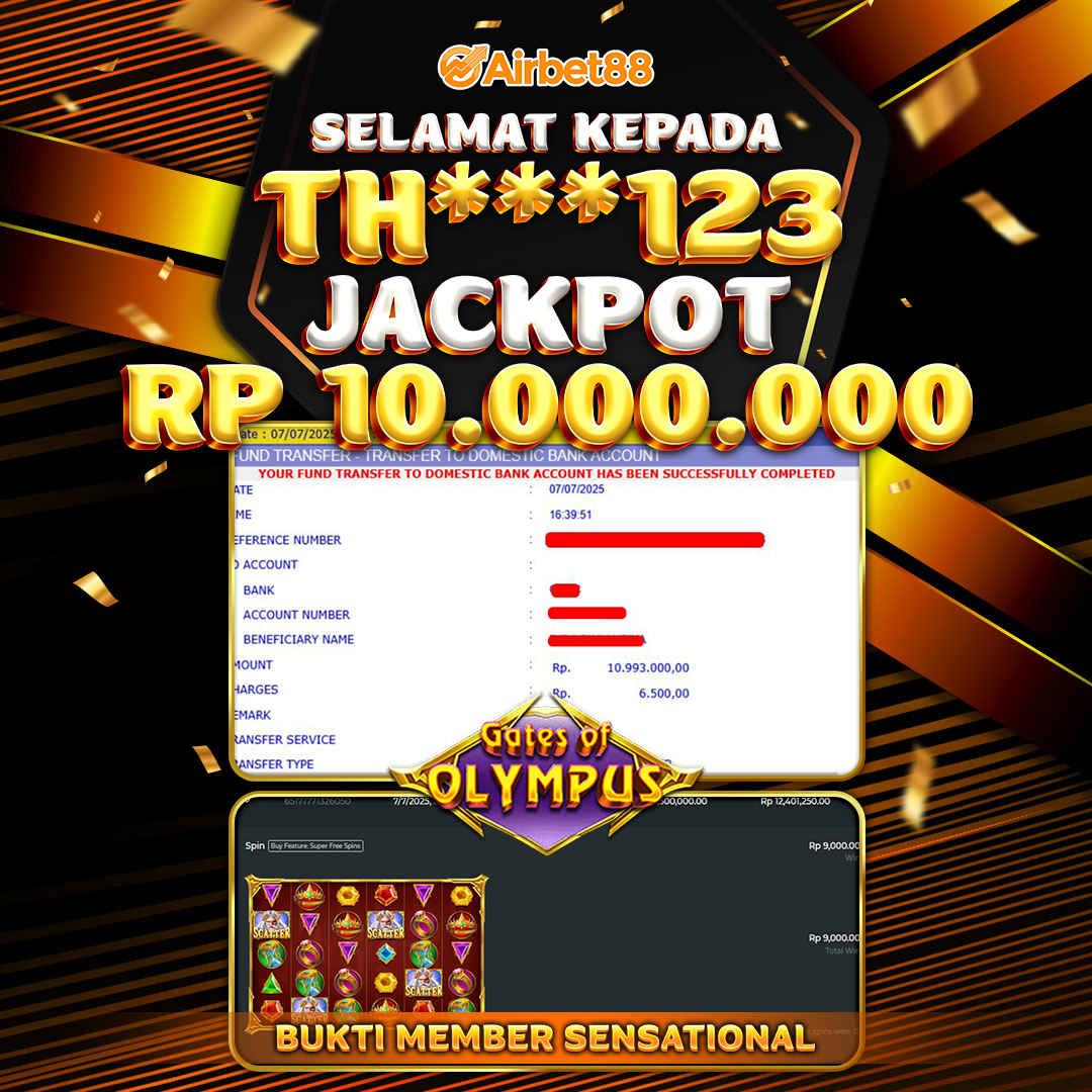 AIRBET88 BUKTI JACKPOT GATES OF OLYMPUS Rp 10.000.000 ,-  LUNAS!