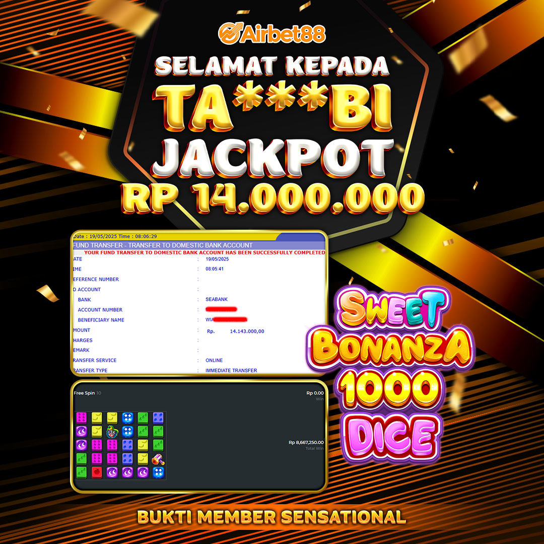 AIRBET88 BUKTI JACKPOT SWEET BONANZA 1000 DICE Rp 14.000.000 ,-  LUNAS!