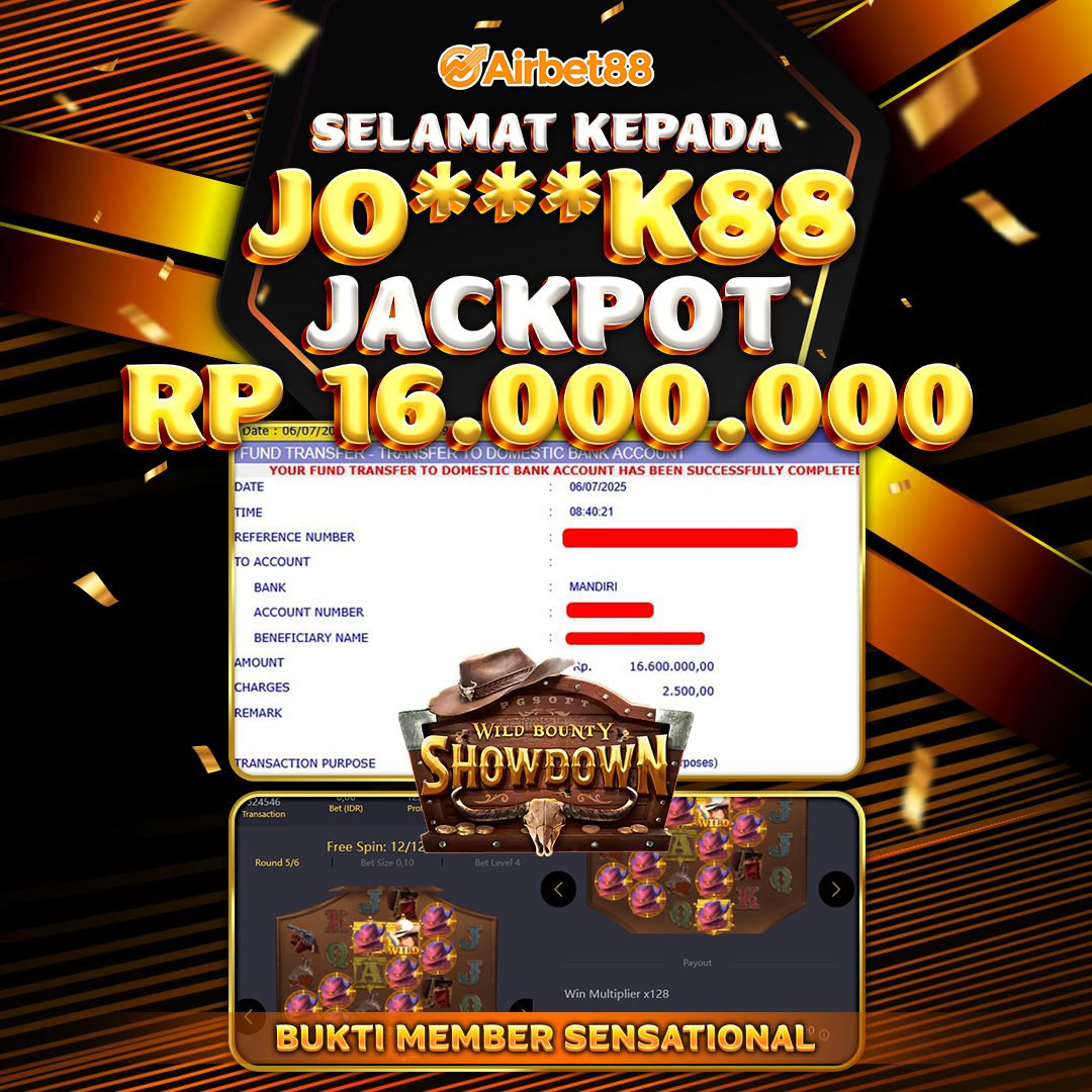 AIRBET88 BUKTI JACKPOT WILD BOUNTY SHOWDOWN Rp 16.000.000 ,-  LUNAS!
