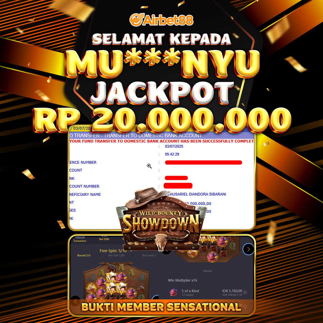 AIRBET88 BUKTI JACKPOT WILD BOUNTY SHOWDOWN Rp 20.000.000 ,-  LUNAS!
