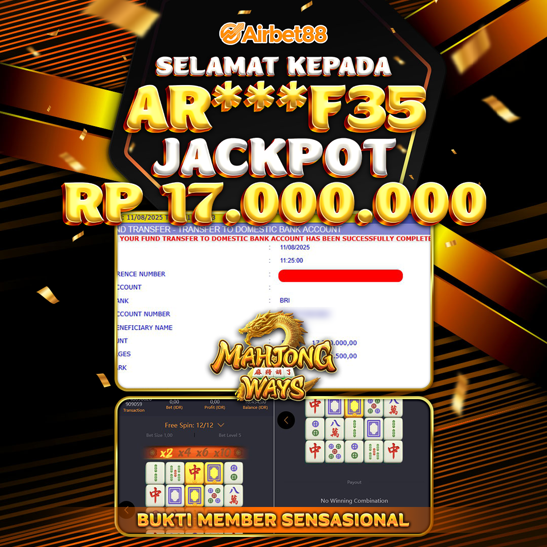 AIRBET88 BUKTI JACKPOT MAHJONG WAYS  Rp 17.000.000 ,-  LUNAS!