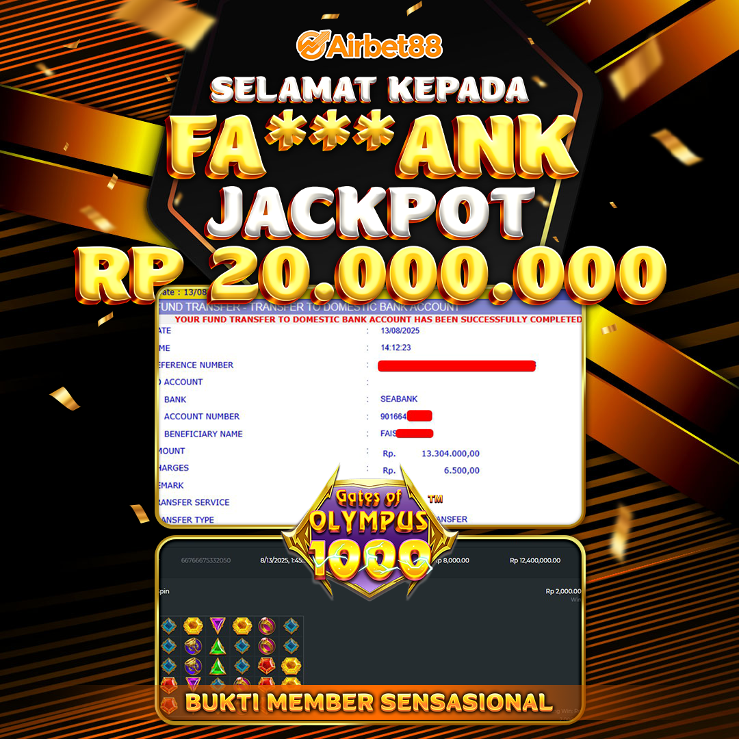 AIRBET88 BUKTI JACKPOT Gates of Olympus 1000    Rp 20.000.000 ,-  LUNAS!