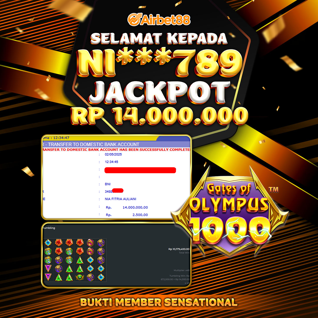 AIRBET88 BUKTI JACKPOT GATES OF OLYMPUS 1000 Rp 14.000.000 ,-  LUNAS!