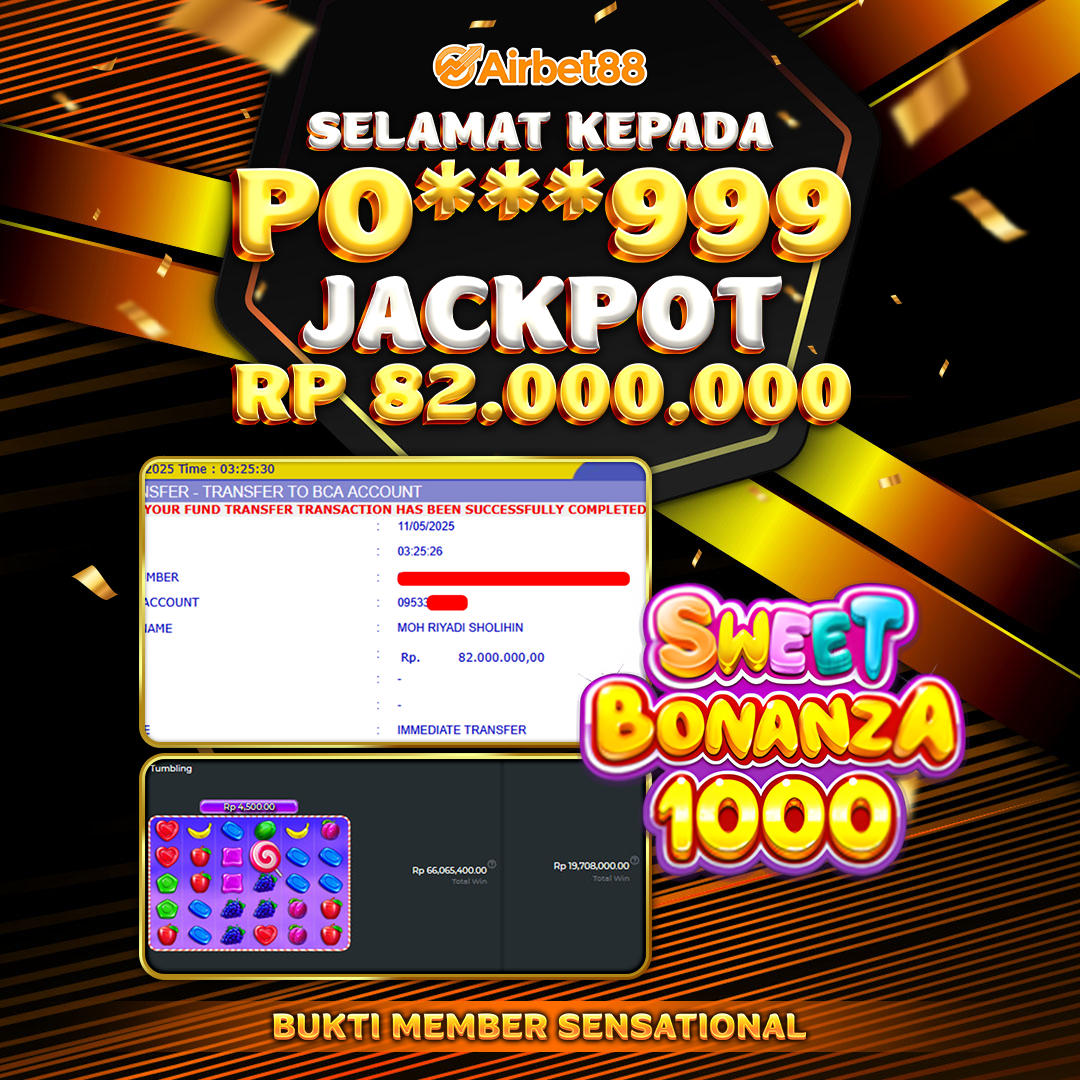AIRBET88 BUKTI JACKPOT SWEET BONANZA 1000 Rp 82.000.000 ,-  LUNAS!