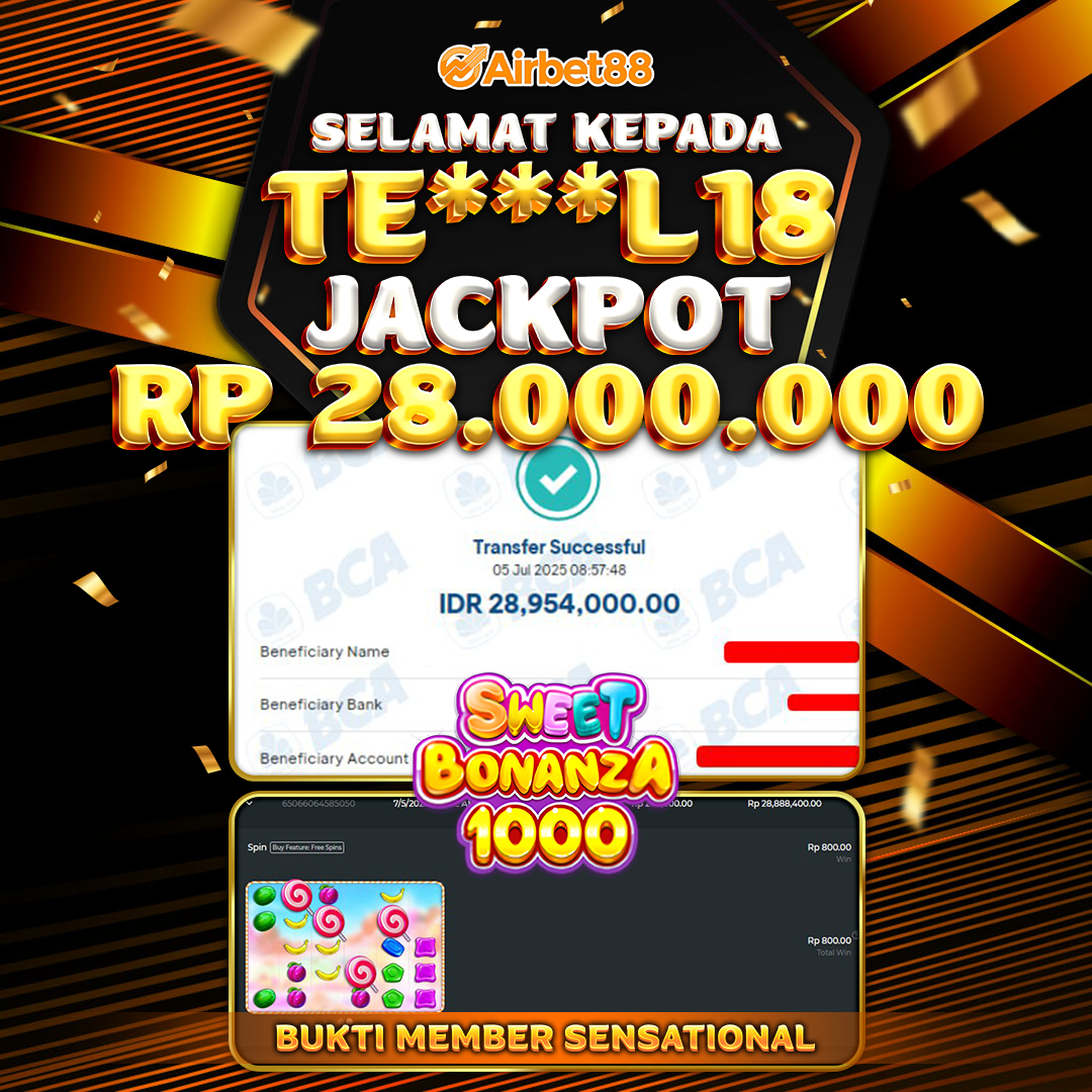AIRBET88 BUKTI JACKPOT SWEET BONANZA 1000 Rp 28.000.000 ,-  LUNAS!