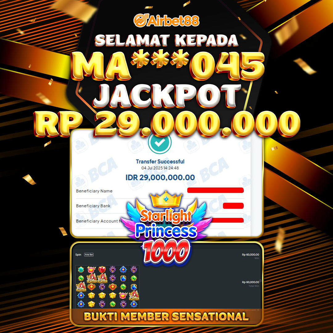 AIRBET88 BUKTI JACKPOT STARLIGHT PRINCESS 1000 Rp 29.000.000 ,-  LUNAS!