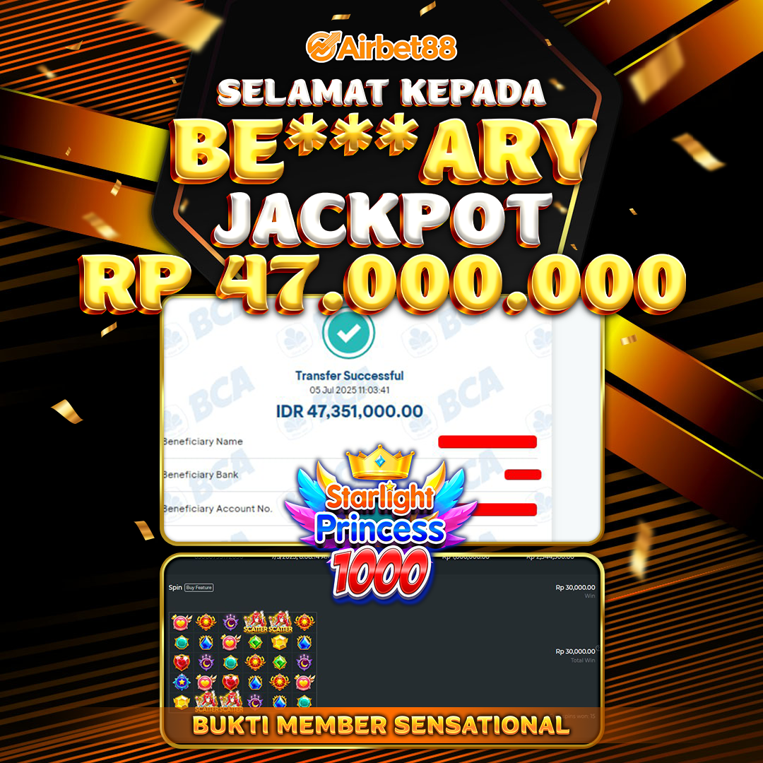 AIRBET88 BUKTI JACKPOT STARLIGHT PRINCESS 1000 Rp 47.000.000 ,-  LUNAS!