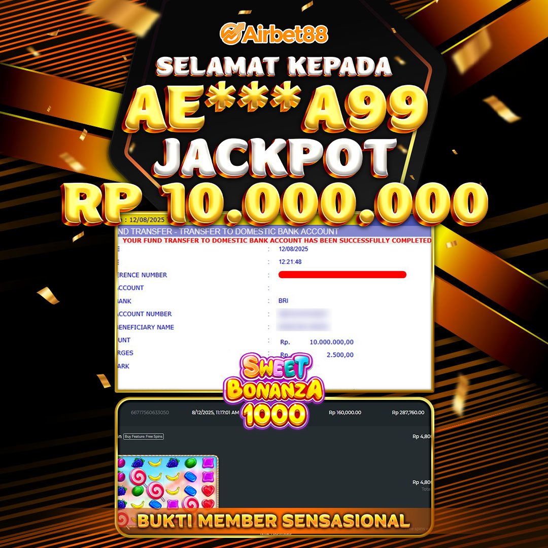 AIRBET88 BUKTI JACKPOT Sweet Bonanza 1000   Rp 10.000.000 ,-  LUNAS!