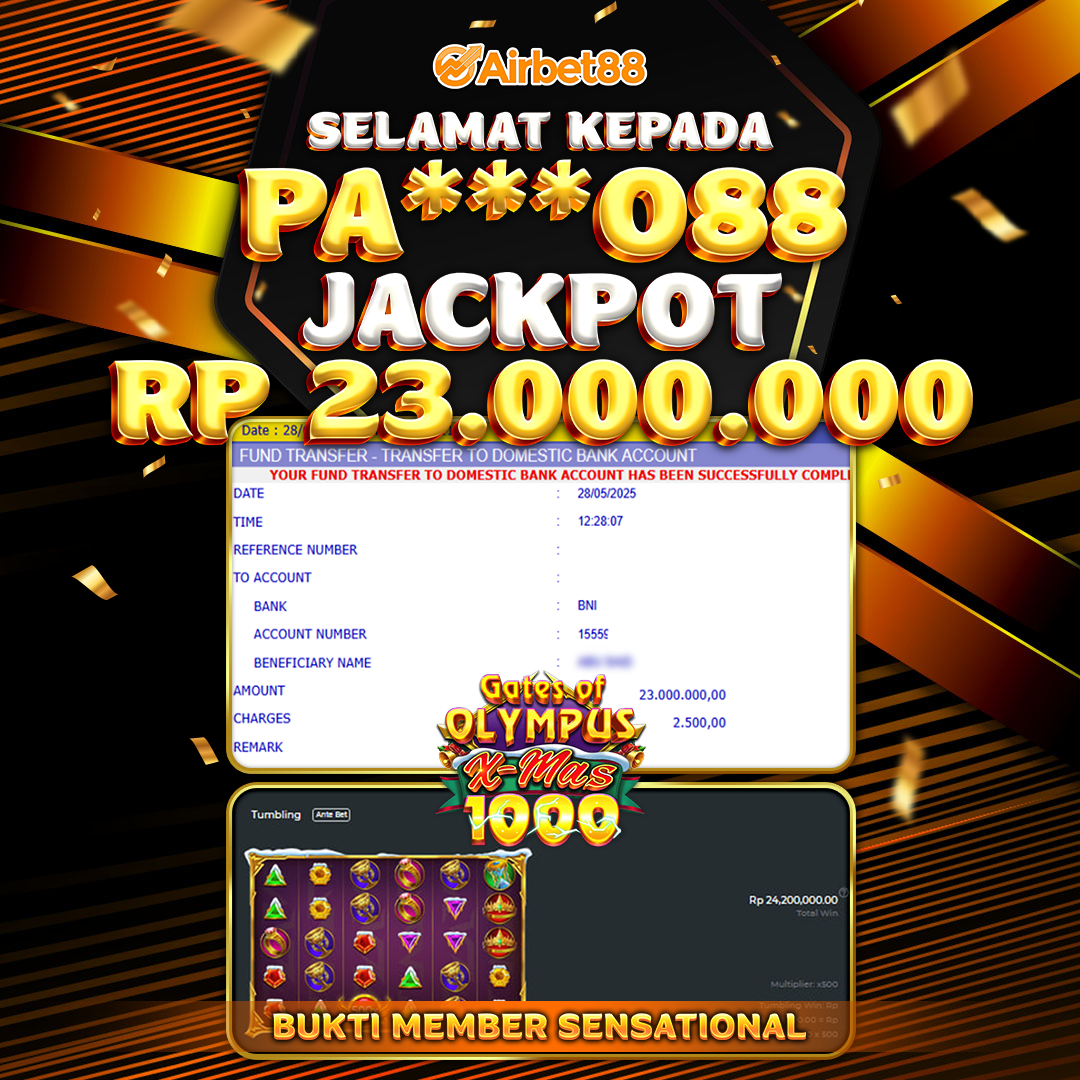 AIRBET88 BUKTI JACKPOT GATES OF OLYMPUS XMAS 1000 Rp 23.000.000 ,-  LUNAS!