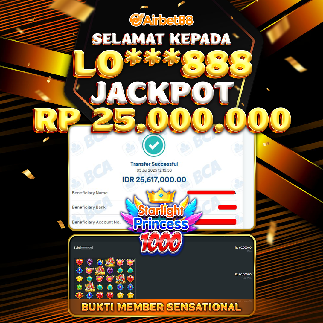 AIRBET88 BUKTI JACKPOT STARLIGHT PRINCESS 1000 Rp 25.000.000 ,-  LUNAS!