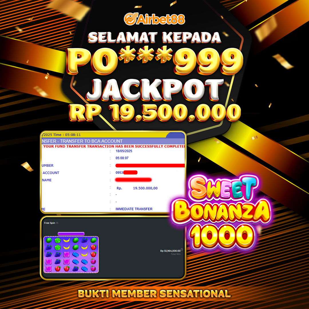 AIRBET88 BUKTI JACKPOT SWEET BONANZA 1000 Rp 19.500.000 ,-  LUNAS!