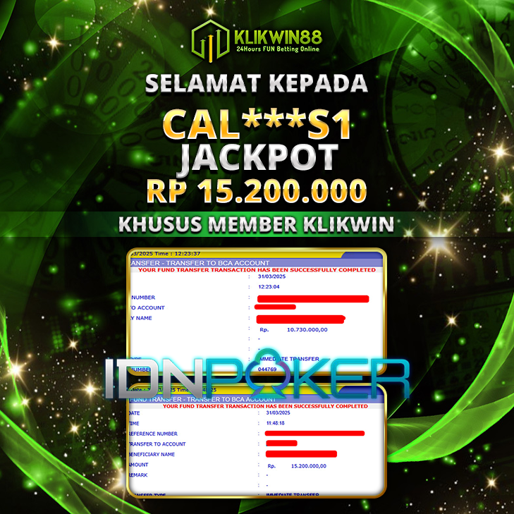 KLIKWIN88 JACKPOT IDN POKER  Rp 15.200.000,- LUNAS