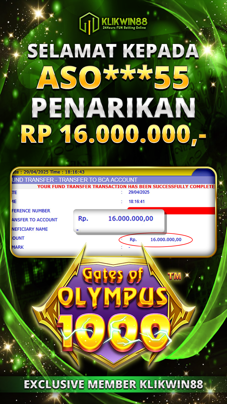 KLIKWIN88 JACKPOT GATES OF OLYMPUS 1000 Rp 16.000.000,- LUNAS