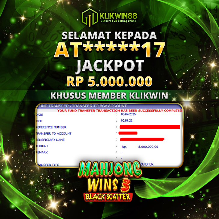 KLIKWIN88 JACKPOT SLOT Mahjong Wins 3-Black Scatter Rp 5.000.000,- LUNAS