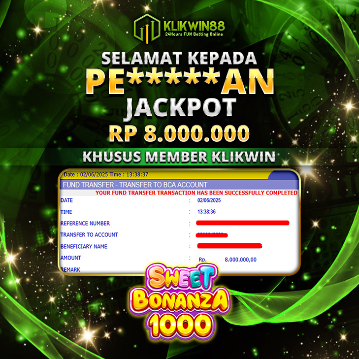 KLIKWIN88 JACKPOT SLOT SWEET BONANZA 1000 Rp 8.000.000,- LUNAS