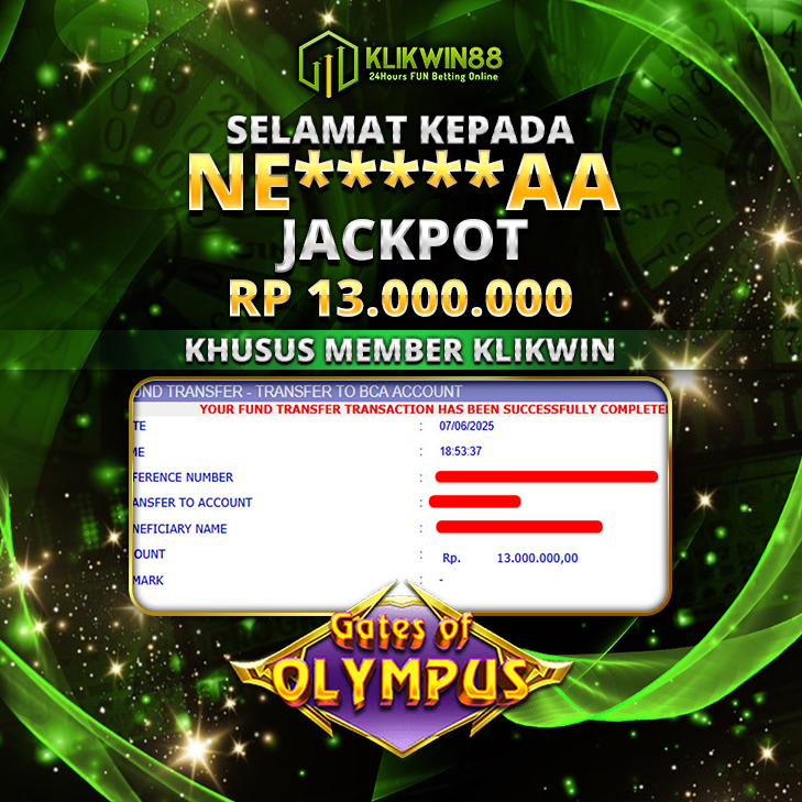 KLIKWIN88 JACKPOT SLOT GATES OF OLYMPUS Rp 13.000.000,- LUNAS