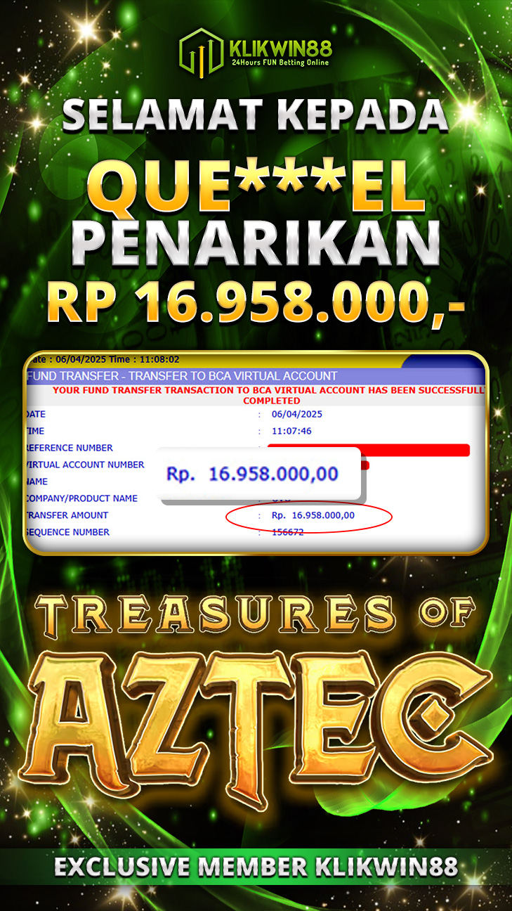 KLIKWIN88 JACKPOT TREASURE OF AZTEC Rp 16.958.000,- LUNAS