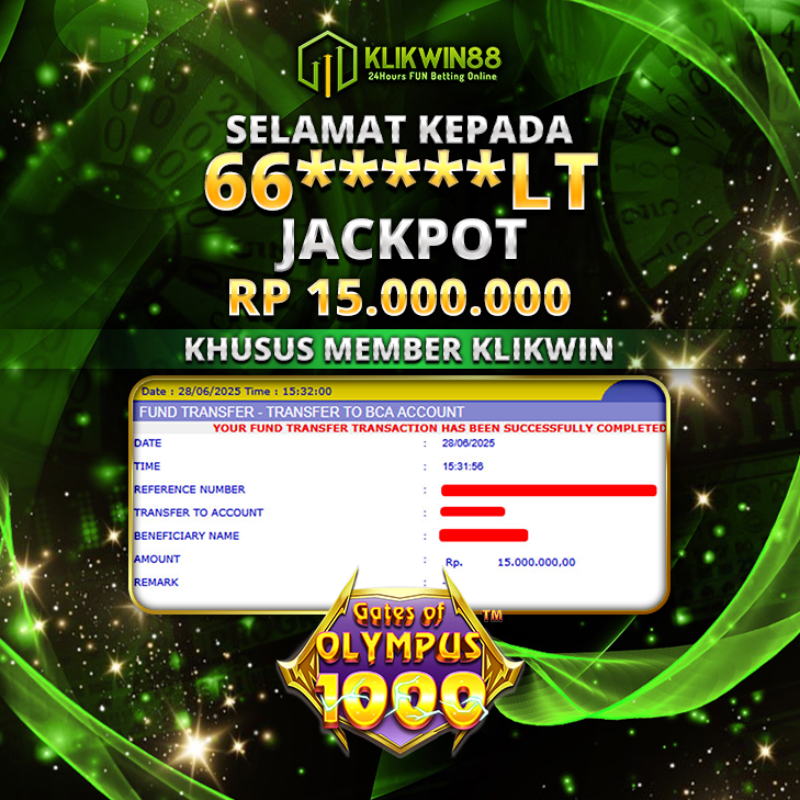 KLIKWIN88 JACKPOT SLOT GATES OF OLYMPUS 1000 Rp 15.000.000,- LUNAS