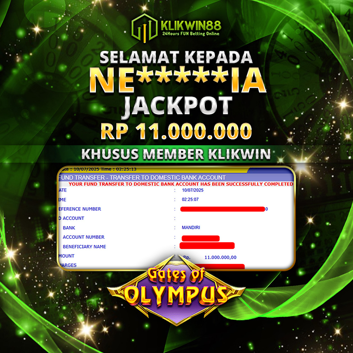 KLIKWIN88 JACKPOT SLOT Gates of Olympus1000 Rp 11.000.000,- LUNA
