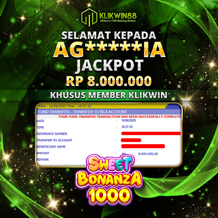 KLIKWIN88 JACKPOT SLOT SWEET BONANZA 1000 Rp 8.000.000,- LUNAS