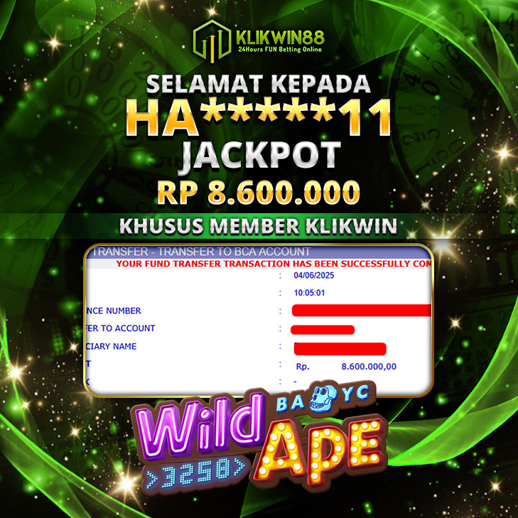 KLIKWIN88 JACKPOT SLOT WILD APE Rp 8.600.000,- LUNAS