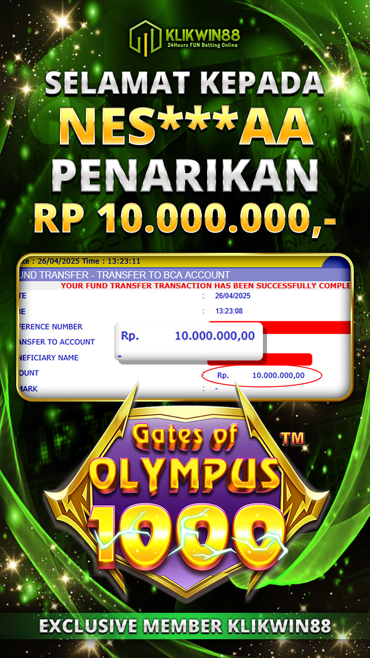 KLIKWIN88 JACKPOT GATES OF OLYMPUS 1000 Rp 10.000.000,- LUNAS