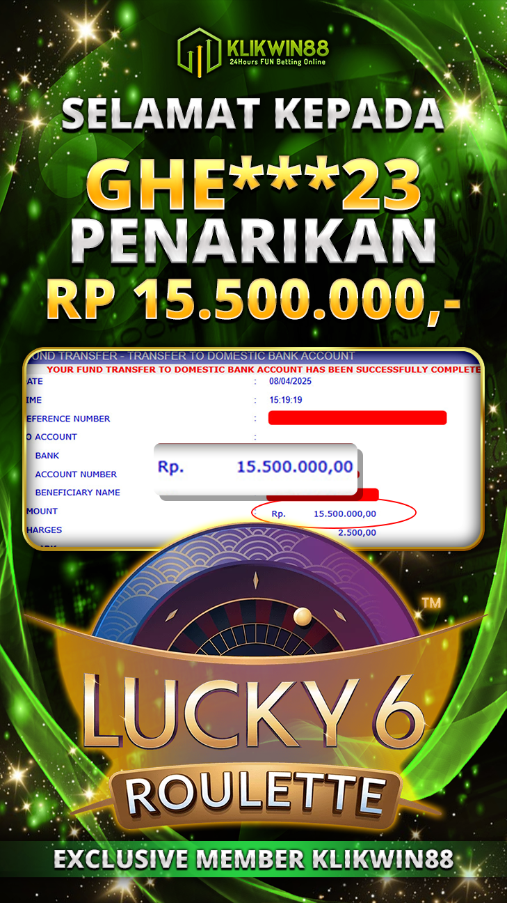 KLIKWIN88 JACKPOT LUCKY 6 ROULETTE Rp 15.500.000,- LUNAS