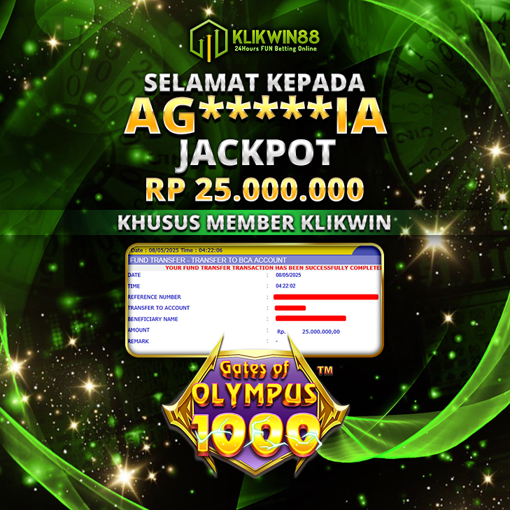 KLIKWIN88 JACKPOT GATES OF OLYMPUS 1000  Rp 25.000.000,- LUNAS