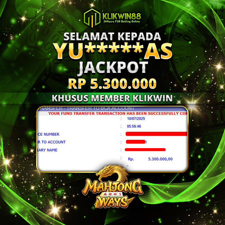 KLIKWIN88 JACKPOT SLOT Mahjong Ways Rp 5.300.000.,- LUNAS
