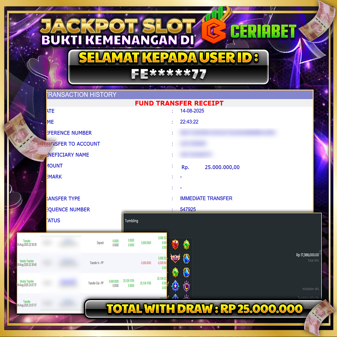 🎰 CERIABET JACKPOT Starlight Princess Rp 25.000.000!  LUNAS 🎉