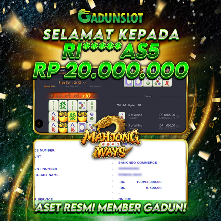 GADUNSLOT JACKPOT SLOT MAHJONG WAYS Rp.20.000.000., LUNAS