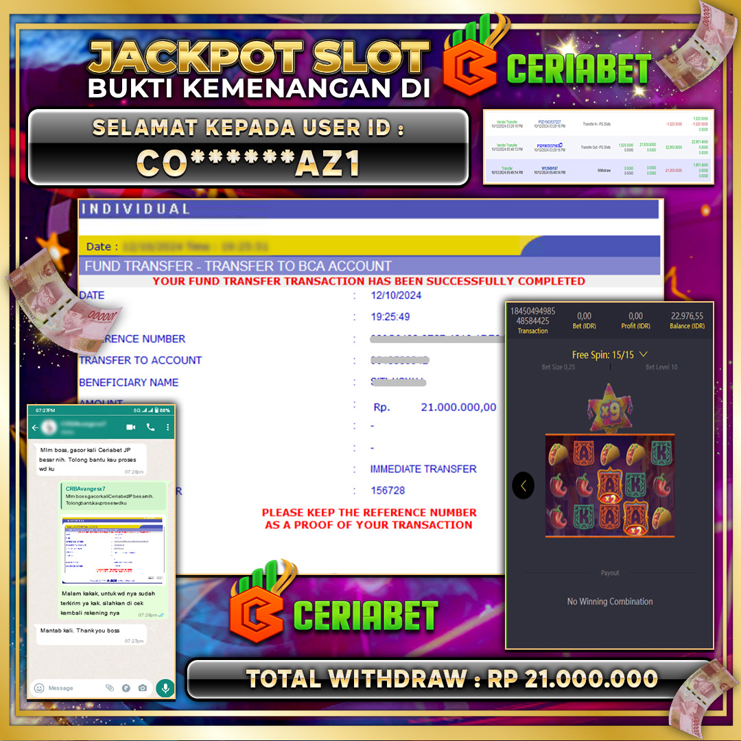 CERIABET JACKPOT SLOT PINATA WINS Rp.21.000.000.,- LUNAS