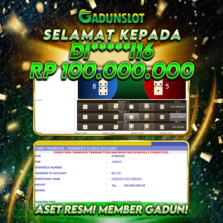GADUNSLOT JACKPOT CASINO 2101  Rp 100.000.000., LUNAS