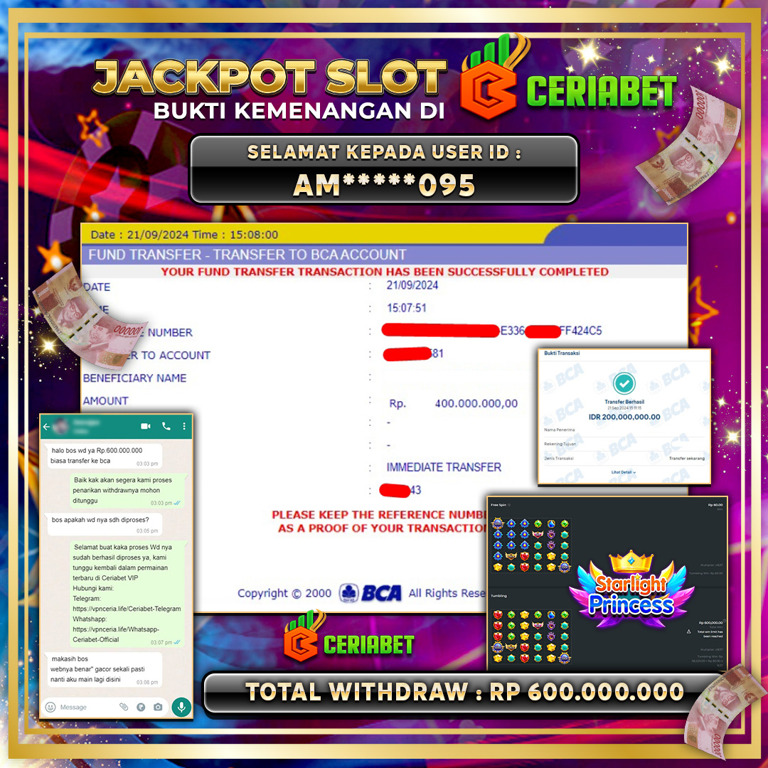 CERIABET JACKPOT SLOT STARLIGHT PRINCESS Rp.600.000.000.,- LUNAS