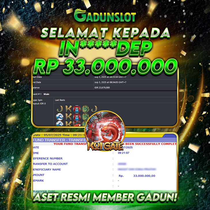 GADUNSLOT JACKPOT SLOT  KOI GATE Rp.33.000.000., LUNAS
