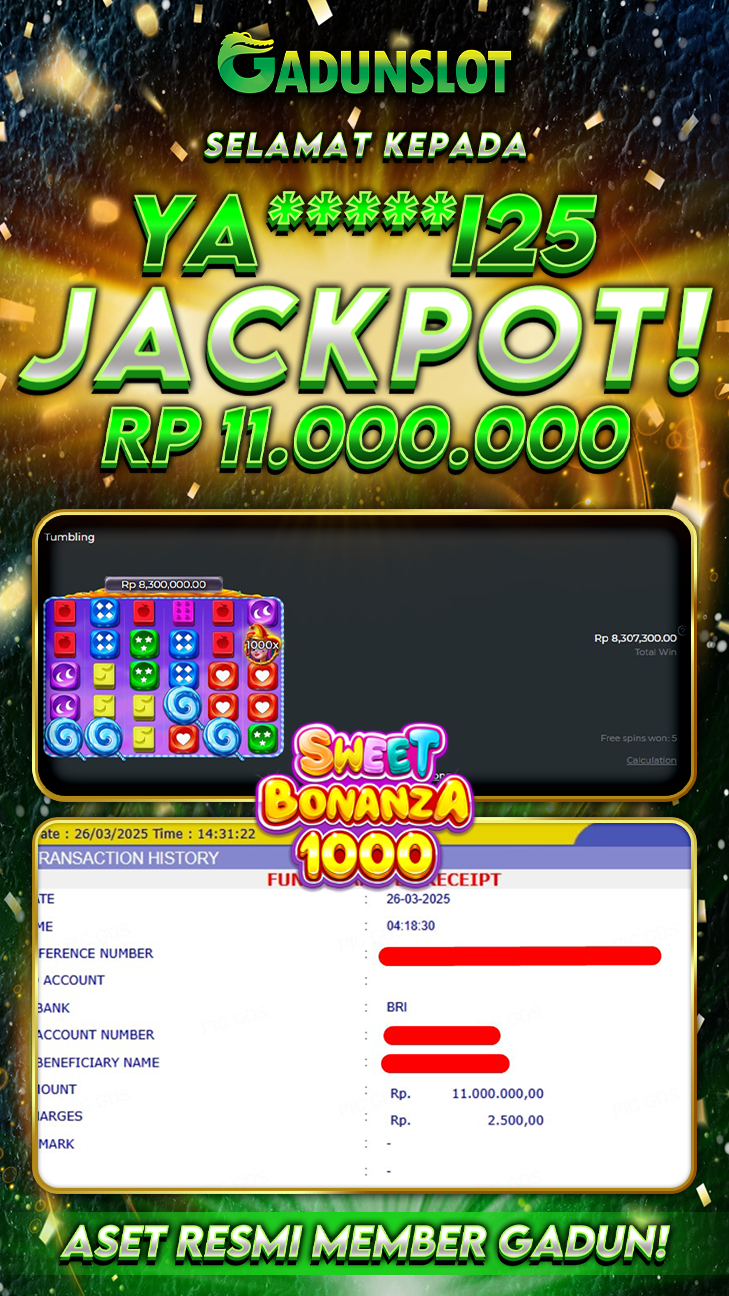 GADUNSLOT JACKPOT SLOT SWEET BONANZA 1000 Rp.11.000.000., LUNAS