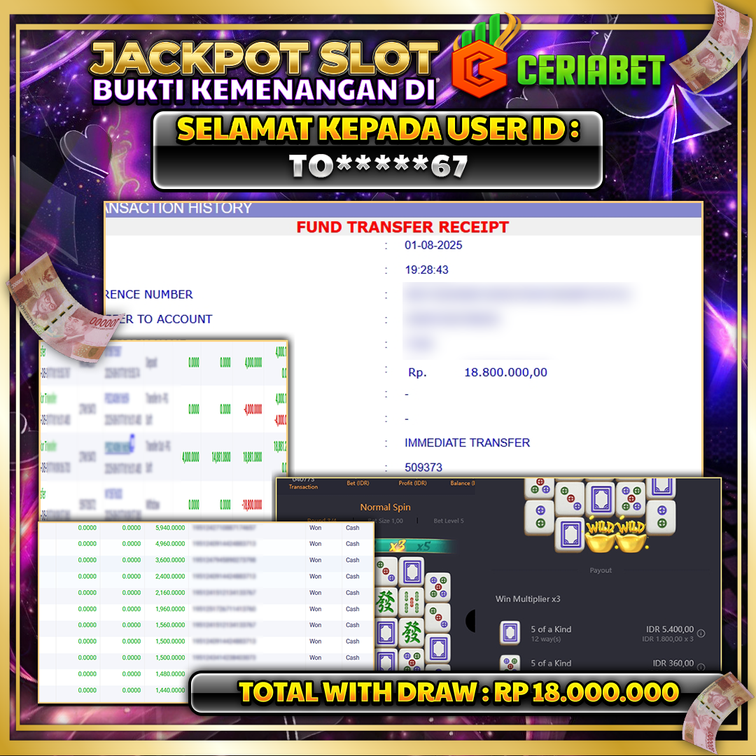 🎰 CERIABET JACKPOT SLOT MAHJONG WAYS Rp 18.000.000 LUNAS 🎉
