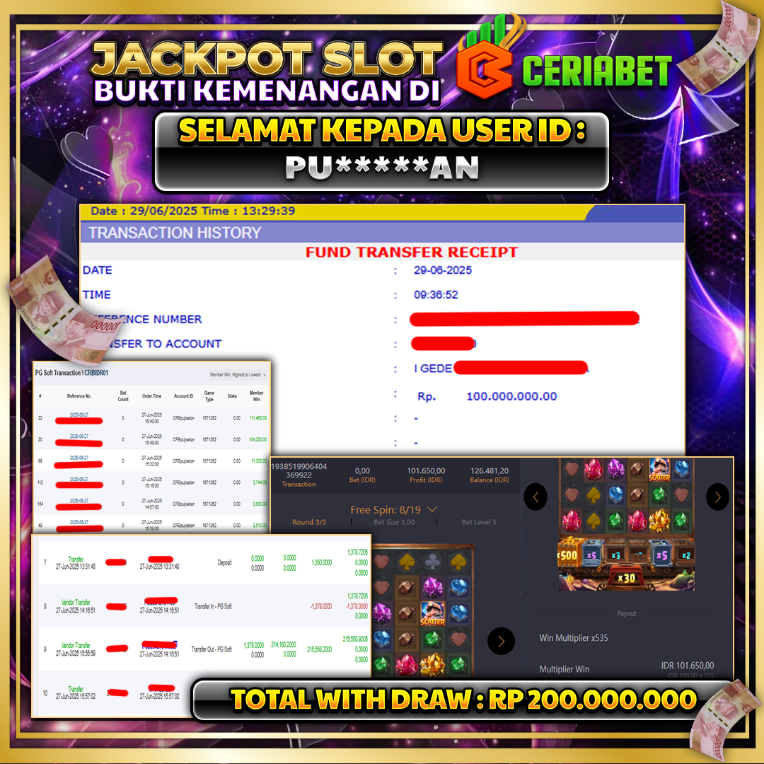 🎰 CERIABET JACKPOT SLOT GEMSTONES GOLD Rp 200.000.000 LUNAS 🎉