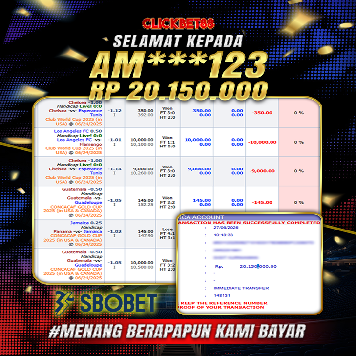 CLICKBET88 JACKPOT SBOBET Rp 20.150.000.,-LUNAS