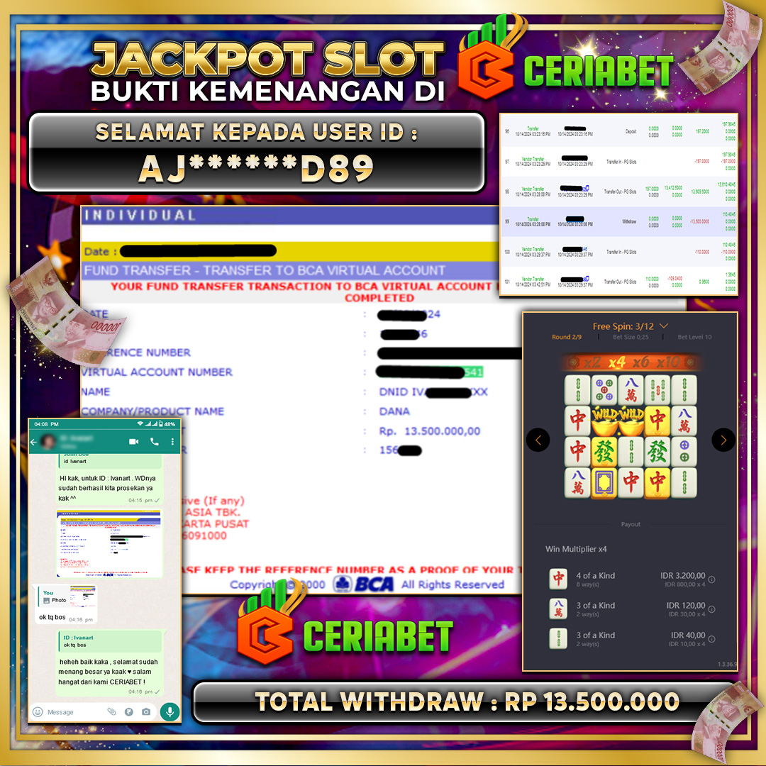 CERIABET JACKPOT PG SLOTS Rp.13.500.000.,- LUNAS