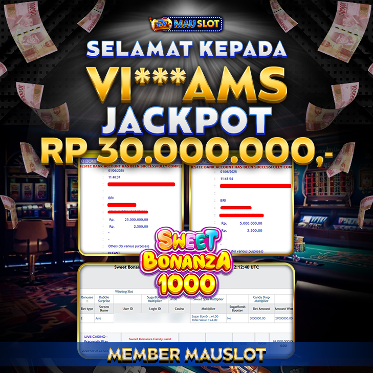 MAUSLOT JACKPOT SWEET BONANZA 1000 Rp 30.000.000.,- LUNAS