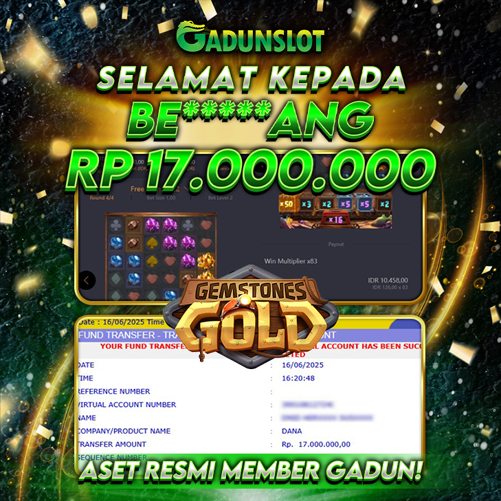 GADUNSLOT JACKPOT SLOT  GEMSTONE GOLD Rp 17.000.000., LUNAS