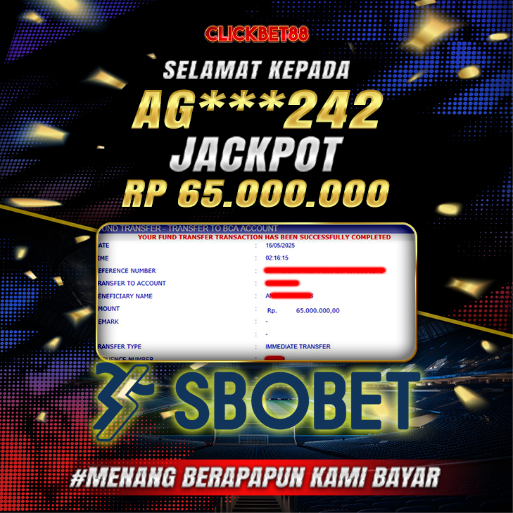 CLICKBET88 JACKPOT SBOBET Rp 65.000.000.,-LUNAS