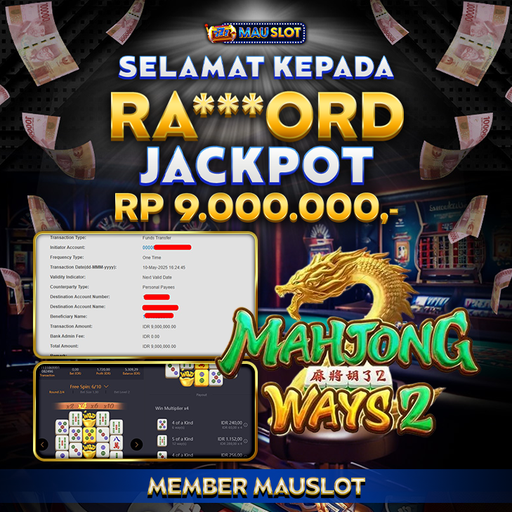 MAUSLOT JACKPOT MAHJONG WAYS 2 Rp 9.000.000.,- LUNAS